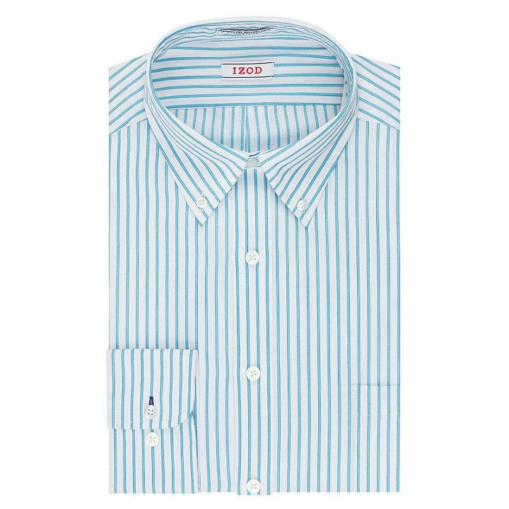 Big & Tall Izod Regular-fit Solid Twill Button-down Collar Dress Shirt, Men's, Size: 18.5 34/5b, Turquoise/blue (turq/aqua)