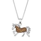 Crystal Horse Pendant Necklace, Women's, Brown