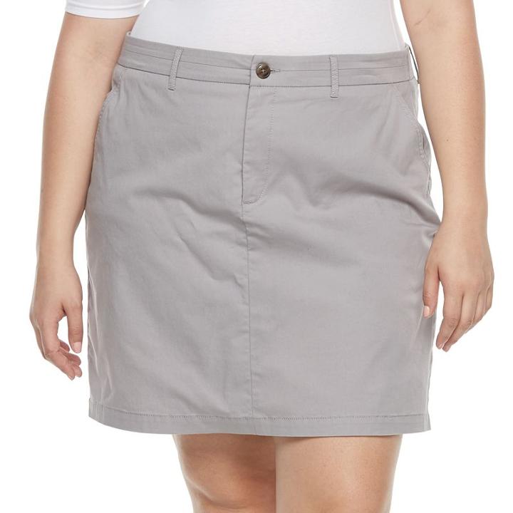 Plus Size Croft & Barrow&reg; Essential Twill Skort, Women's, Size: 18 W, Grey