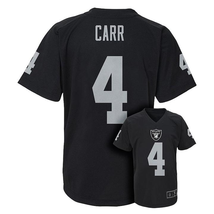 Boys 8-20 Oakland Raiders Derek Carr Replica Jersey, Boy's, Size: L(14/16), Black