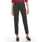 Petite Croft & Barrow&reg; Tummy-slimming Slim-leg Ponte Pants, Women's, Size: M Long, Black