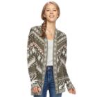 Juniors' Pink Republic Geometric Long Sleeve Cardigan, Teens, Size: Small, Green Oth