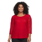 Plus Size Cathy Daniels Lace Top, Women's, Size: 1xl, Red Overfl