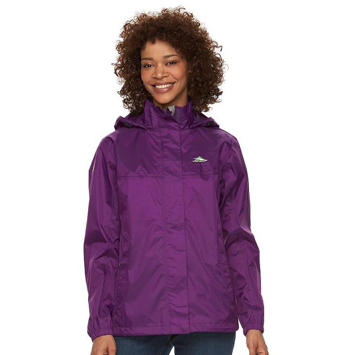 Women's High Sierra Easy Trek Hooded Packable Rain Jacket, Size: Large, Purple