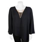 Juniors' Plus Size Iz Byer California Chain Embellished Long Sleeve Top, Girl's, Size: 2xl, Black