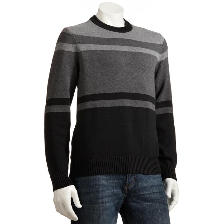 Dockers&reg; Striped Crewneck Sweater - Men, Size: Large, Black
