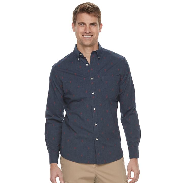Men's Sonoma Goods For Life&trade; Modern-fit Poplin Button-down Shirt, Size: Large, Dark Blue