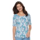 Women's Croft & Barrow&reg; Essential Elbow Sleeve Tee, Size: Small, Med Blue