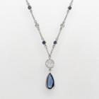 New York Knicks Silver Tone Crystal Y Necklace, Women's, Blue
