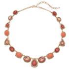 Napier Pink Oval & Teardrop Necklace, Women's, Orange