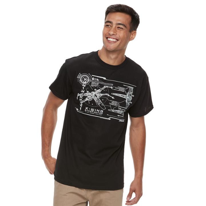 Men's Star Wars: Episode Viii The Last Jedi Schematic Tee, Size: Xxl, Black