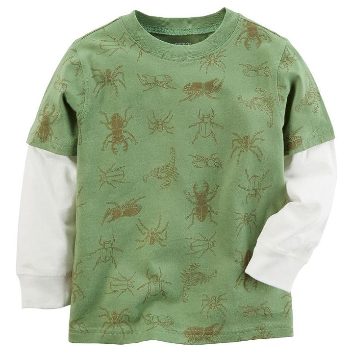 Boys 4-7x Carter's Bugs Mock-layer Tee, Size: 7, Green
