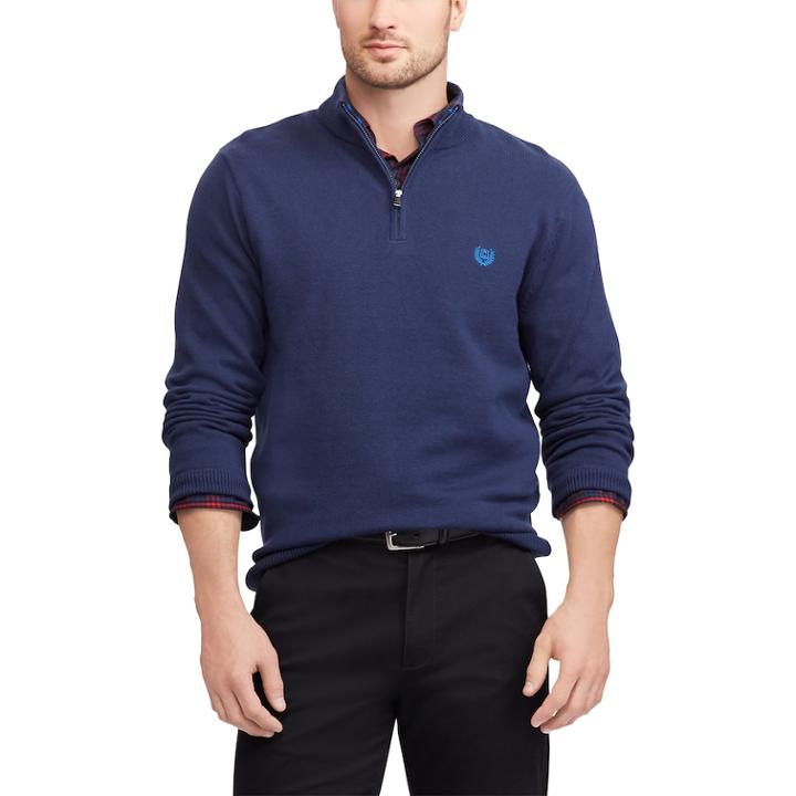 Men's Chaps Regular-fit Textured Quarter-zip Pullover, Size: Small, Blue (navy)