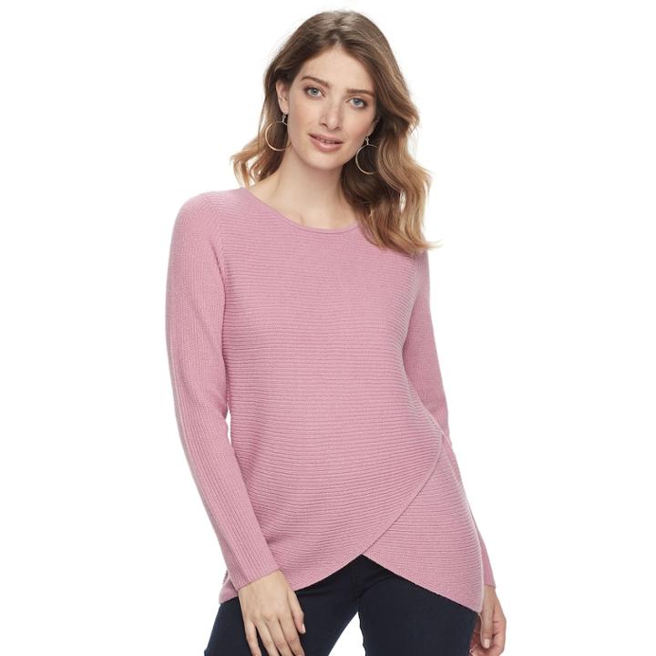 Women's Croft & Barrow&reg; Tulip Hem Sweater, Size: Large, Med Pink