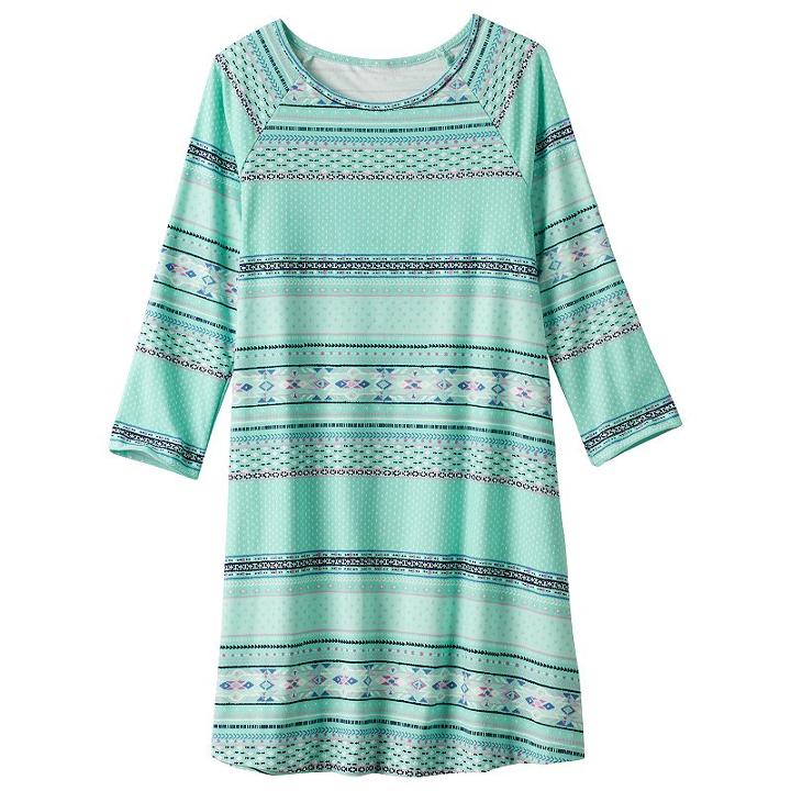 Mudd, Girls Plus Size &reg; 3/4-length Sleeve Patterned Swing Dress, Girl's, Size: 16 1/2, Blue (navy)