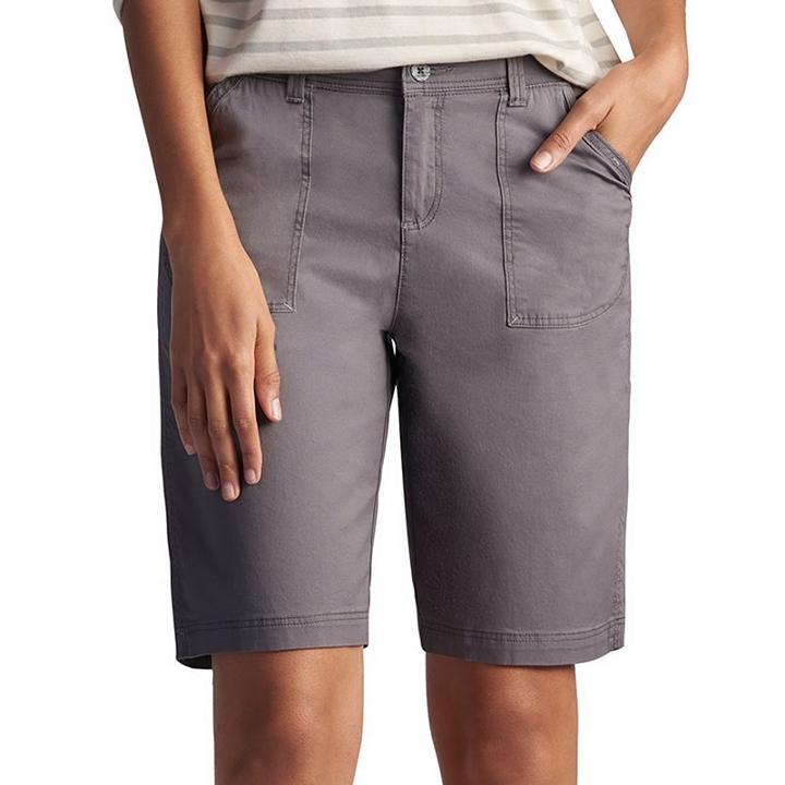 Women's Lee Beatrix Relaxed Fit Twill Bermuda Shorts, Size: 10 Avg/reg, Dark Grey