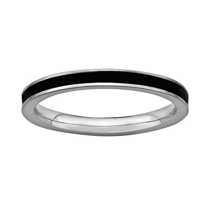 Stacks And Stones Sterling Silver Black Enamel Stack Ring, Women's, Size: 10