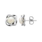 Honora Sterling Silver Freshwater Cultured Pearl & White Topaz Stud Earrings, Women's