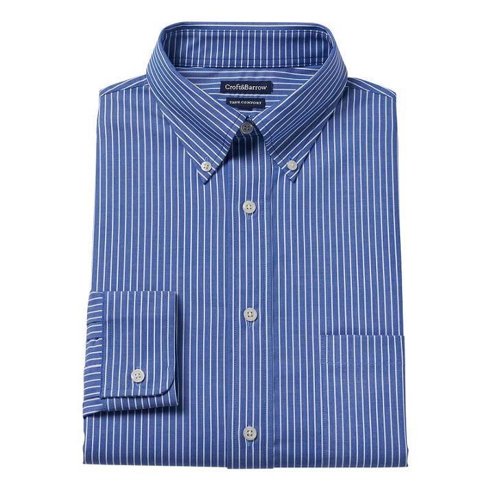 Men's Croft & Barrow&reg; Easy-care True Comfort Regular-fit Stretch Dress Shirt, Size: 17.5 36/37, Blue