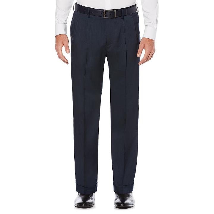 Men's Savane Straight-fit Stretch Crosshatch Pleated Dress Pants, Size: 40x32, Turquoise/blue (turq/aqua)