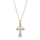 Two Tone 10k Gold Filigree Cross Pendant Necklace, Women's