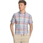 Men's Izod Dockside Classic-fit Plaid Chambray Woven Button-down Shirt, Size: Large, Dark Pink