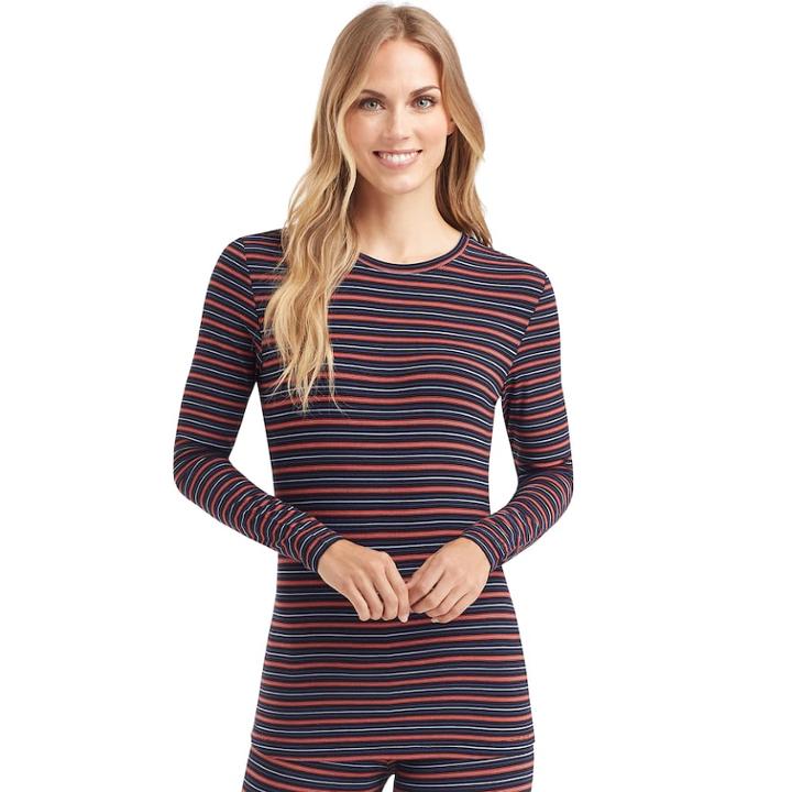 Plus Size Cuddl Duds Softwear Crewneck Top, Women's, Size: 1xl, Multi Stripe