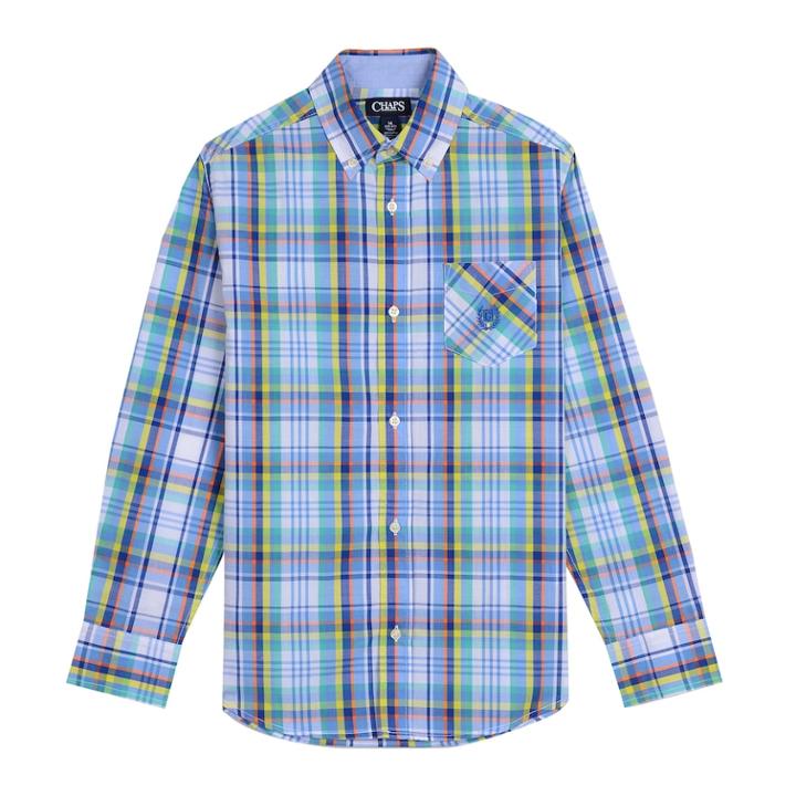 Boys 4-20 Chaps Clinton Plaid Button-down Shirt, Size: 4-5, Blue