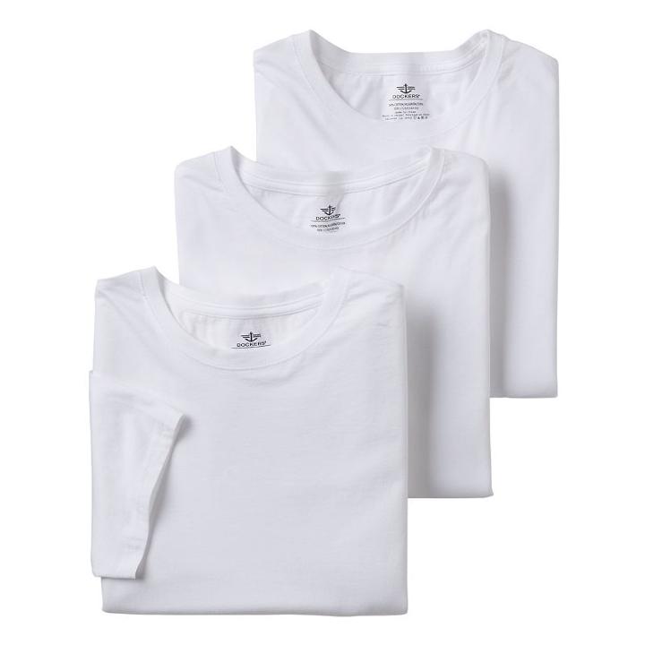 Big & Tall Dockers 3-pack Crewneck Tees, Men's, Size: Lt, White