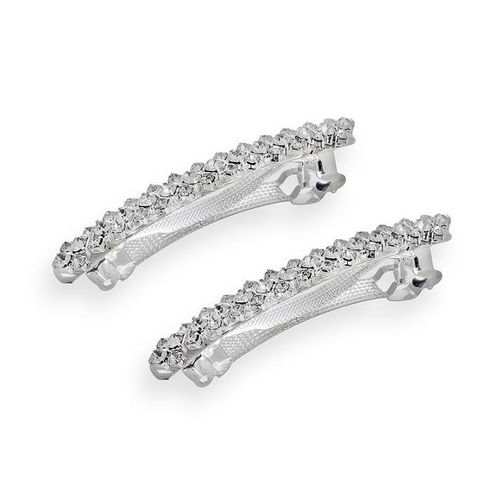 Crystal Allure Barrette Set, Women's, White