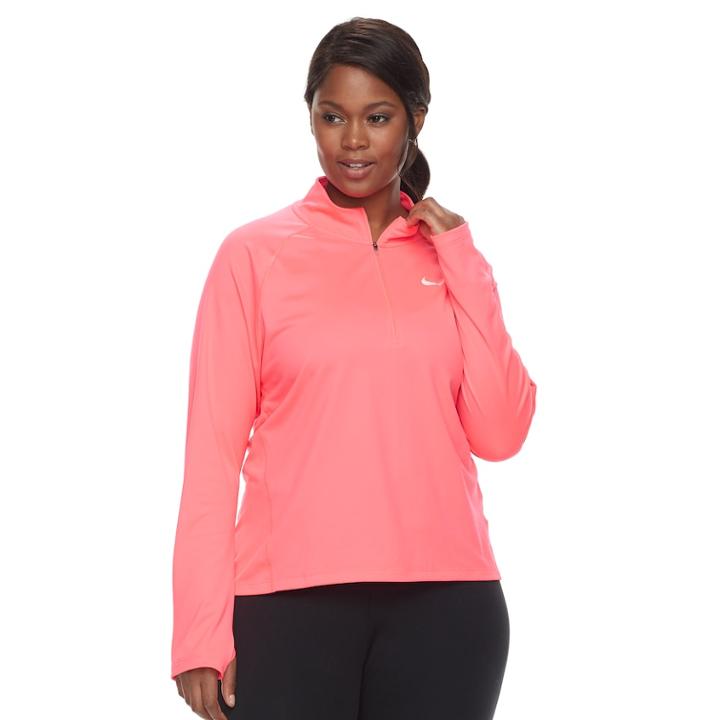 Plus Size Nike Dry 1/2-zip Running Top, Women's, Size: 1xl, Med Red
