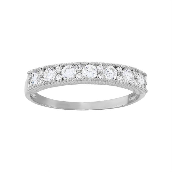 Cubic Zirconia Wedding Ring In 10k White Gold, Women's, Size: 7
