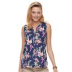 Women's Croft & Barrow&reg; Sleeveless Henley Top, Size: Large, Med Blue