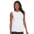 Women's Dana Buchman Mesh-trim Embellished Tank, Size: Xl, White