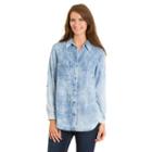 Women's Haggar Plaid Rolled-sleeve Button-down Shirt, Size: Xl, Dark Blue