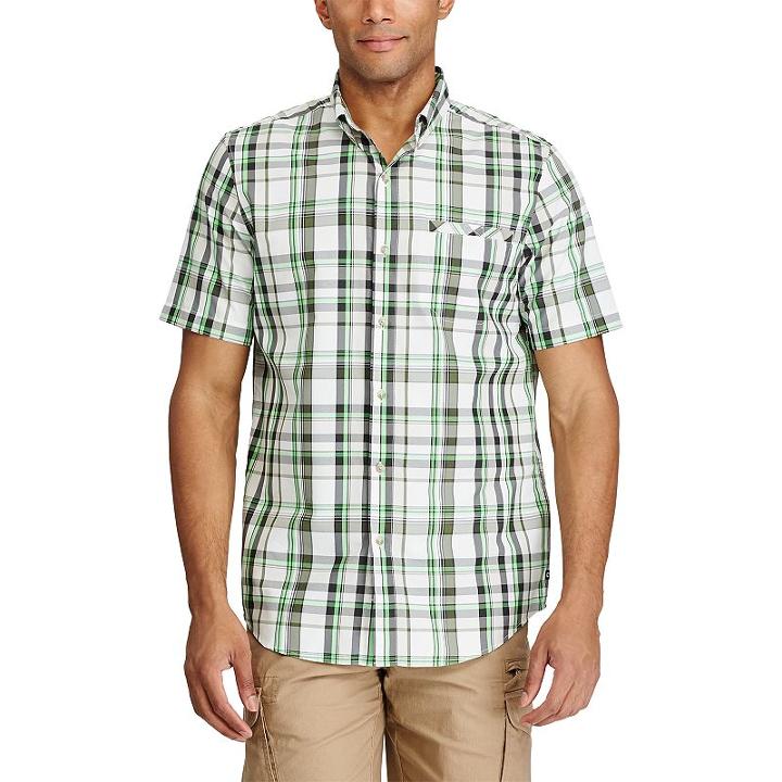 Men's Chaps Plaid Outdoor Easy-care Performance Button-down Shirt, Size: Large, Green