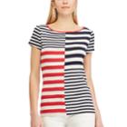 Women's Chaps Varied Striped Tee, Size: Small, Red