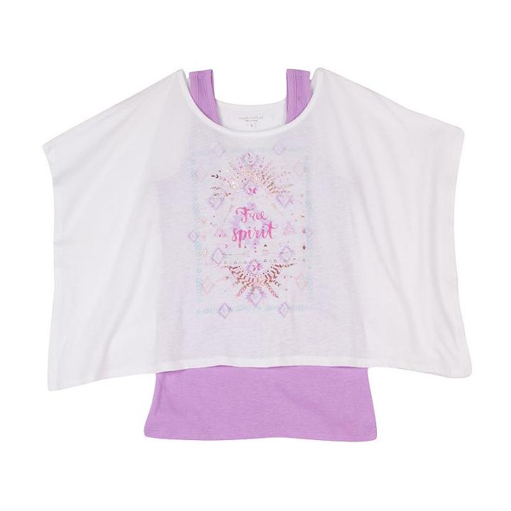Girls 7-16 & Plus Size Harper & Elliott Tank Top & Graphic Poncho, Girl's, Size: Xs, White Oth