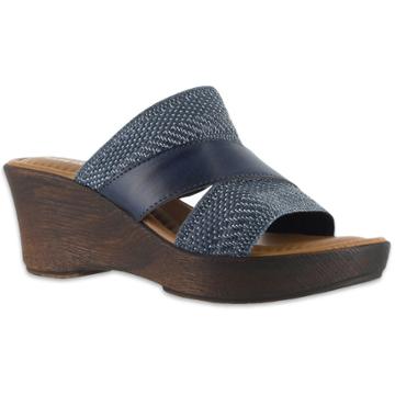 Tuscany By Easy Street Positano Women's Wedge Sandals, Size: Medium (11), Blue (navy)
