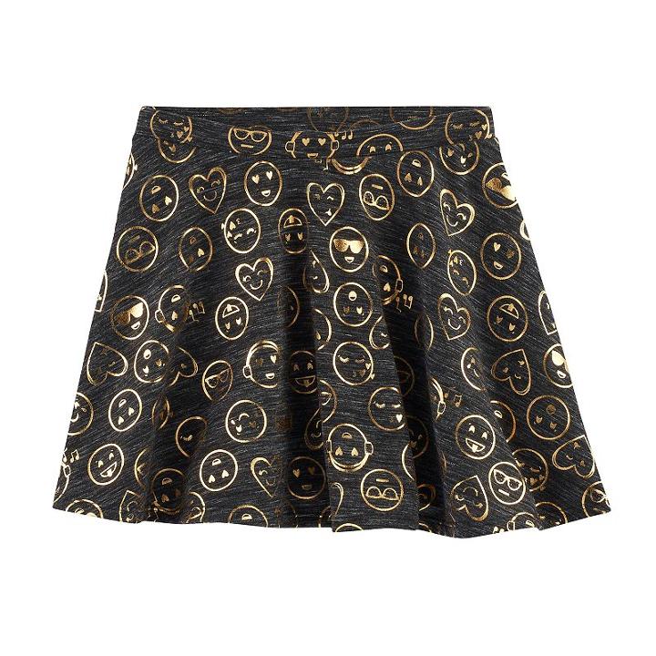 Girls 7-16 & Plus Size So&reg; French Terry Nep Foil Patterned Circle Skirt, Size: Xxl/16, Black