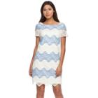Women's Suite 7 Striped Lace Shift Dress, Size: 14, Light Blue