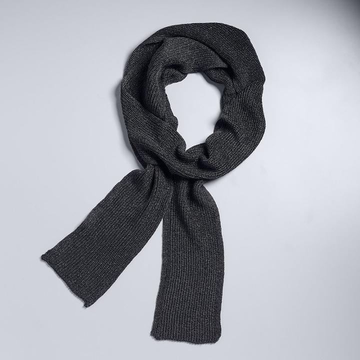 Simply Vera Vera Wang Shine Knit Skinny Scarf, Women's, Black