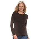 Women's Croft & Barrow&reg; Essential Crewneck Sweater, Size: Xxl, Dark Brown