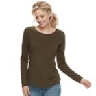 Women's Sonoma Goods For Life&trade; Essential Crewneck Tee, Size: Large, Dark Green