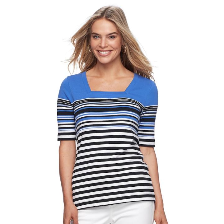 Women's Croft & Barrow&reg; Squareneck Tee, Size: Large, Blue (navy)