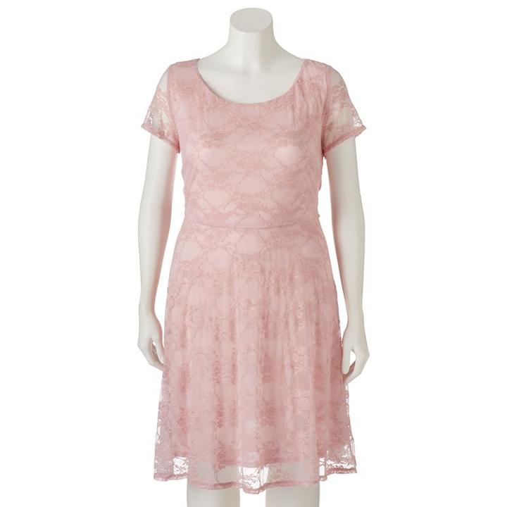 Juniors' Plus Size Wrapper Lace A-line Dress, Teens, Size: 1xl, Med Pink