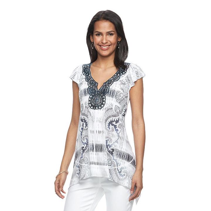 Women's World Unity Embellished Sublimation Top, Size: Xs, White Oth