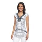 Women's World Unity Embellished Sublimation Top, Size: Xs, White Oth