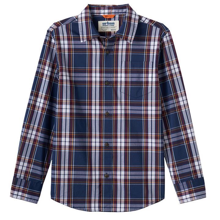 Boys 8-20 Urban Pipeline&reg; Plaid Button-down Shirt, Boy's, Size: Medium, Dark Red