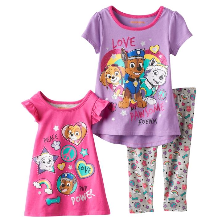 Toddler Girl Paw Patrol Skye, Everest & Chase Peace & Love Tees & Leggings Set, Size: 3t, Purple